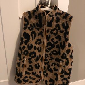 Leopard Print Fleece Vest